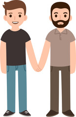 Cute cartoon gay men couple