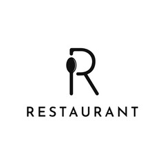 Initial letter R with spoon for restaurant logo design idea