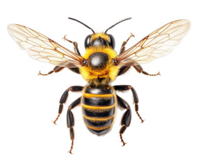 Bee isolated on white, transparent background, PNG, wasp, ai