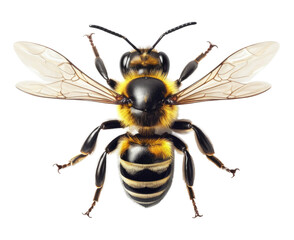 Bee isolated on white, transparent background, PNG, wasp, ai