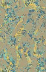 Comb Texture Print, Taupe Yellow, Navy, Seamless Pattern Repeat Tile