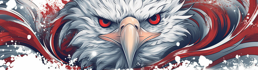 American focus eagle minimal American flag watercolor illustration abstract  background