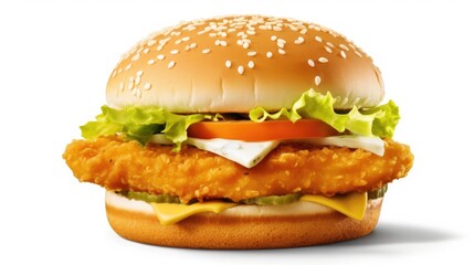 chicken hamburger on a white background
