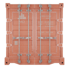 Red Delivery Cargo Container. Shipping Container. Realistic 3D Render. Cut Out. Front View.