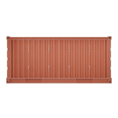 Red Delivery Cargo Container. Shipping Container. Realistic 3D Render. Cut Out. Side View.