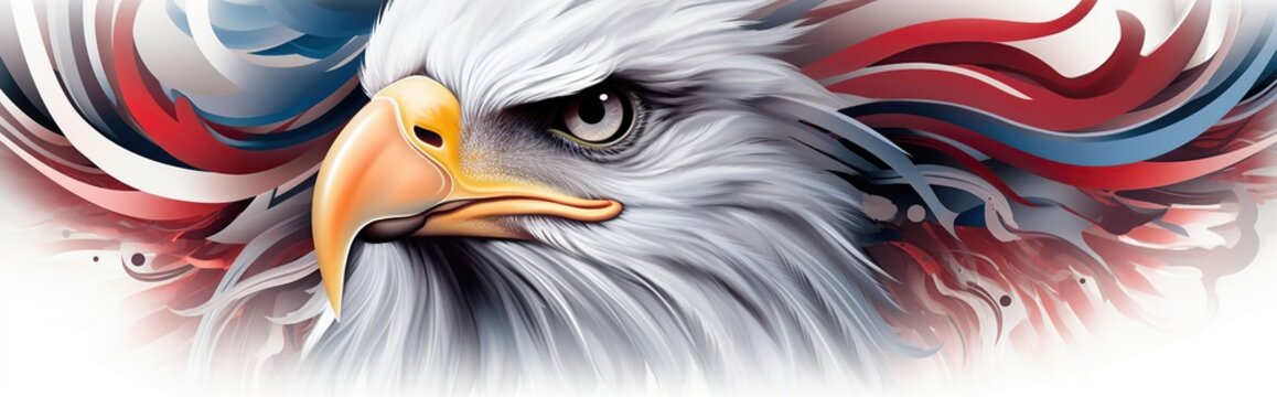 American focus eagle minimal American flag watercolor