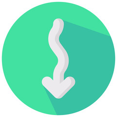 zigzag down arrow round flat vector icon