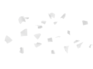 Isolated 3d rendering of a flying paper sheets