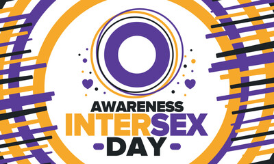 Naklejka na ściany i meble Intersex Awareness Day. Human Rights. Internationally observed event. Celebrate annual in October 26. Intersex people community. Freedom and solidarity. Poster, card, banner and background. Vector