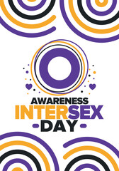 Intersex Awareness Day. Human Rights. Internationally observed event. Celebrate annual in October 26. Intersex people community. Freedom and solidarity. Poster, card, banner and background. Vector