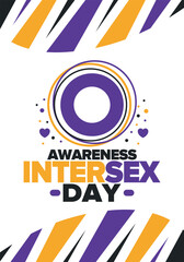 Intersex Awareness Day. Human Rights. Internationally observed event. Celebrate annual in October 26. Intersex people community. Freedom and solidarity. Poster, card, banner and background. Vector