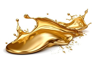 gold liquid isolated on white background. Generated by AI.