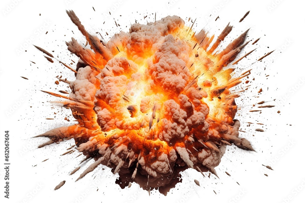 Poster explosion isolated on white background. generated by ai.