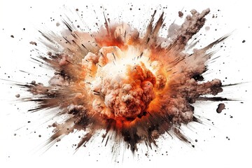 explosion isolated on white background. Generated by AI.
