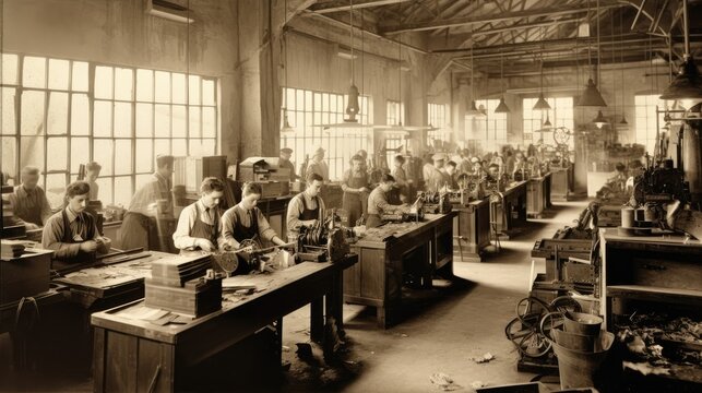 people at work old photo 1940 vintage sepia