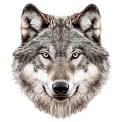 Close-up of wolf face isolated. Head front view. Generative AI