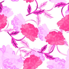 Tuinposter Cute retro flower seamless pattern. Hand drawn floral endless background. © smth.design