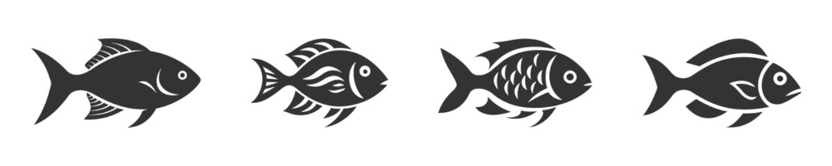 Fish icon set. Vector illustration.