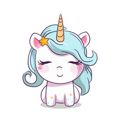 Cute cartoon magic unicorn for kids. Vector illustration.