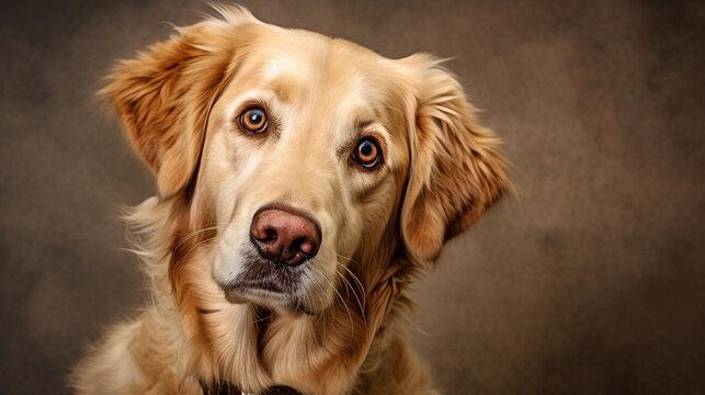 An image of a retriever with its head tilted to the side, wearing a puzzled expression that is sure to bring a smile Generative AI