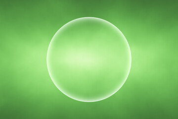 Big empty bubble on soft blurred green nature background. Concept ecology copy space illustration.