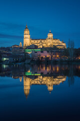 City skyline of Salamanca with the Cathedral of Salamanca