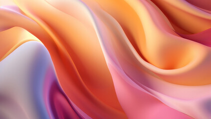 Obraz premium Colorful silk background. A soft and elegant fabric with abstract waves. Luxurious satin texture in pastel colors. Perfect for artistic and romantic presentations. Ai generative.
