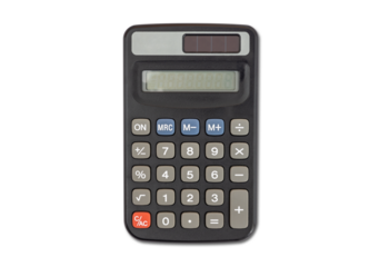 black solar calculator isolated, transparent background, jpg