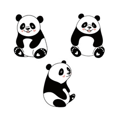 Set of cute panda, illustration 