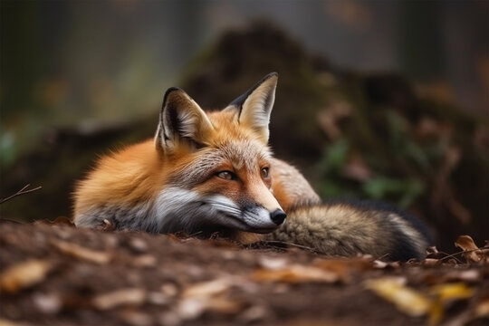 a fox is sleeping
