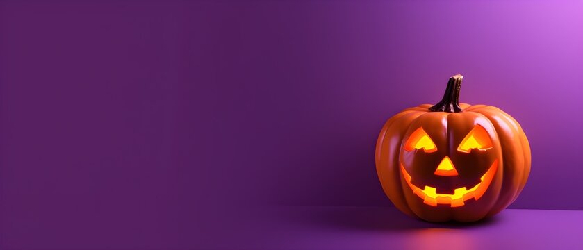 Une citrouille d'halloween sur fond mauve