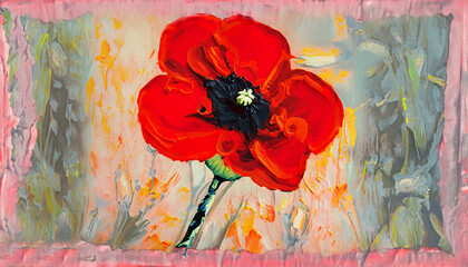 oil paintings decoration for the interior modern abstract art on canvas red poppy