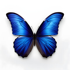 photo of realistic blue butterfy in whitebackground