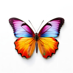 photo of realistic colorful butterfy in whitebackground style 7