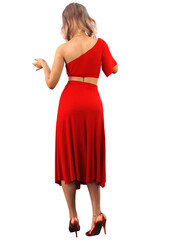 3D Woman in red skirt and top