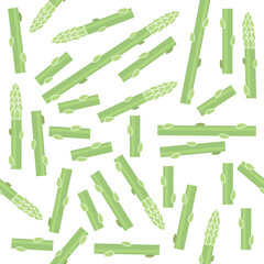 Vector Tasty Fresh Green Asparagus Seamless Pattern on white. Best Food For Vegan. Asparagus Bunch in Cartoon Style. Organic Farm Vegetables