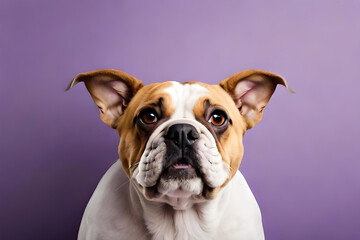 Fototapeta premium Bulldog on light purple background