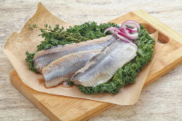 Marinated Herring fillet with onion