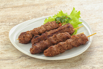 Beef kebab skewer minced meat