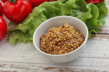 Mustard seeds sauce in the bowl