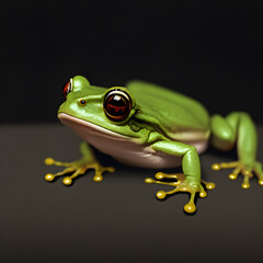 Frog on a black background. Green frog on a black background.