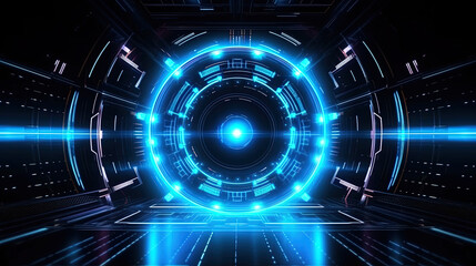 Fototapeta premium Gateway to Progress: Harnessing the Possibilities of Technology Key in an Abstract High-Speed Tunnel. Ai Generative.