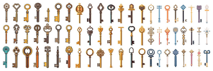 Fototapeta na wymiar set of cutlery key, lock,