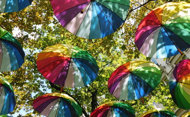 Pride rainbow lgbt gay flag umbrellas