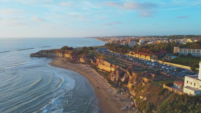 Grotte di Nerone beach and sea. Anzio, near Rome, Italy. Summer sunset