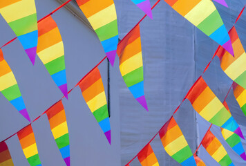 Rainbow flag ribbons. Decoration for celebration of the LGBTQ Pride
