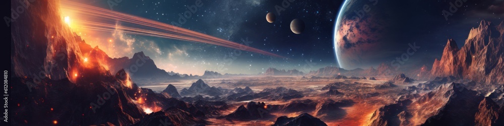 Aufkleber a view of the planets from a distant planet. generative ai image.