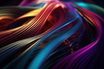 Colorful curved wires, created with AI, AI, generative AI