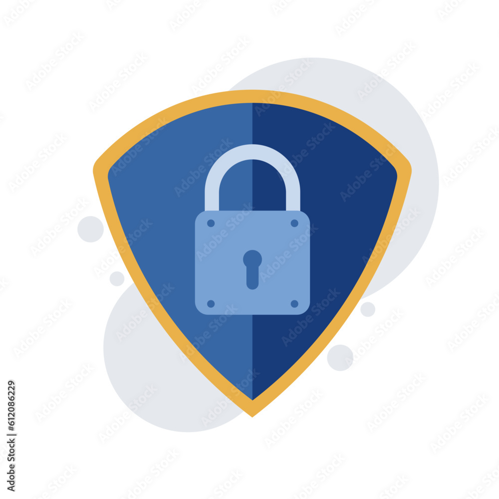 Poster internet security concept for web page, cyber security. big shield with padlock. vector illustration