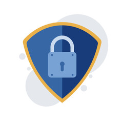 Internet security Concept for web page, cyber security. Big shield with padlock. Vector illustration
